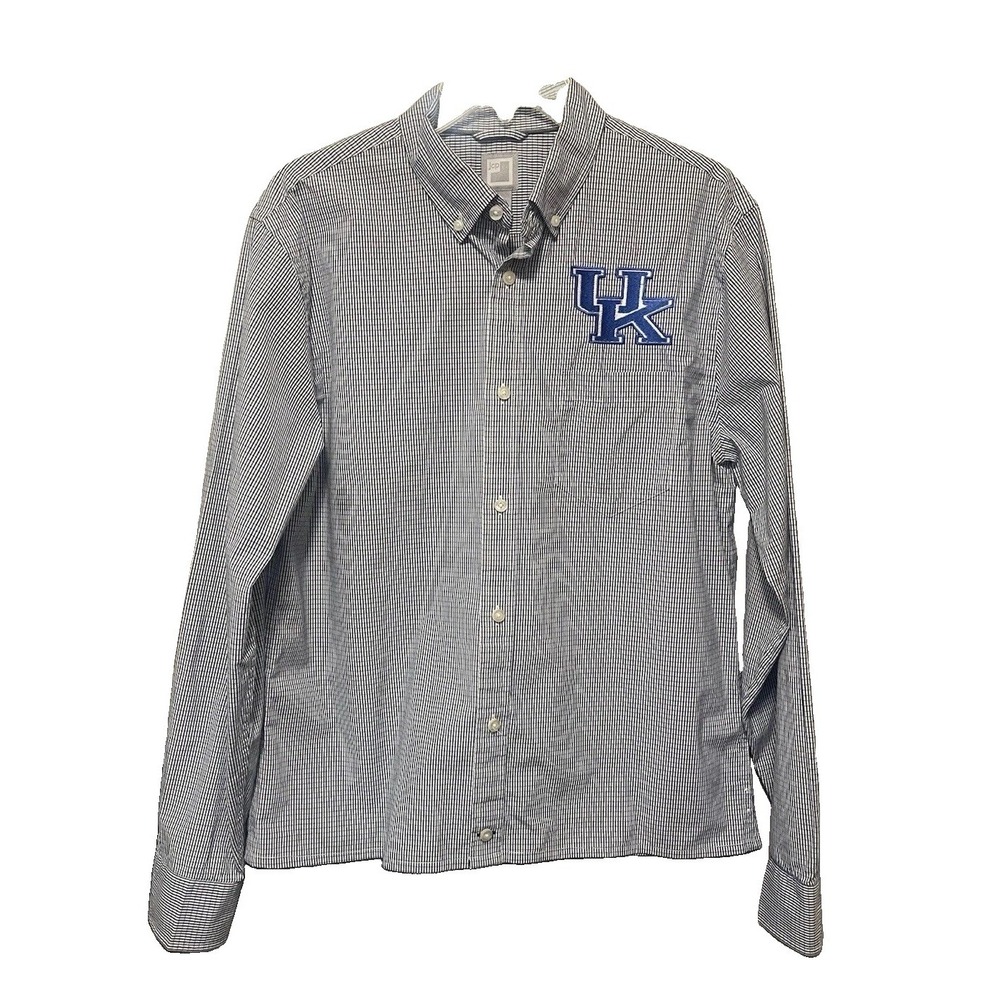 University Of Kentucky Wildcats  JCP Button Down Blue Dress Shirt Mens Medium